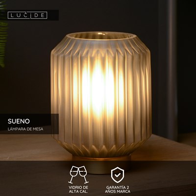 Lucide SUENO - Lámpara de mesa - Ø 13 cm - 1xE14 - Gris